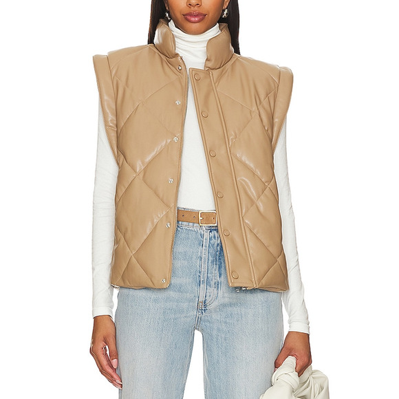 Pistola 'Candice' Beige Faux Fur Puffer Vest Size M - Picture 1 of 5